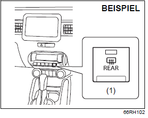 Suzuki Ignis. Schalter für Heckscheibenheizung/Schalter für beheizbare Außenrückspiegel (falls vorhanden)