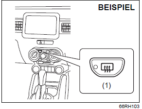 Suzuki Ignis. Schalter für Heckscheibenheizung/Schalter für beheizbare Außenrückspiegel (falls vorhanden)